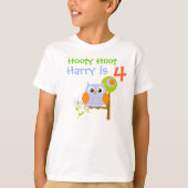 Blue Boy Uil Gepersonaliseerd Verjaardag T-shirt (Voorkant)