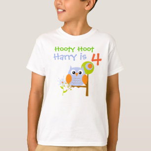 Blue Boy Uil Gepersonaliseerd Verjaardag T-shirt