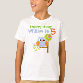 Blue Boy Uil Gepersonaliseerd Verjaardag T-shirt (Voorkant)
