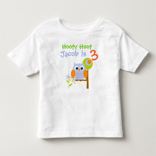 Blue Boy Uil Gepersonaliseerd Verjaardag T-shirt (Voorkant)