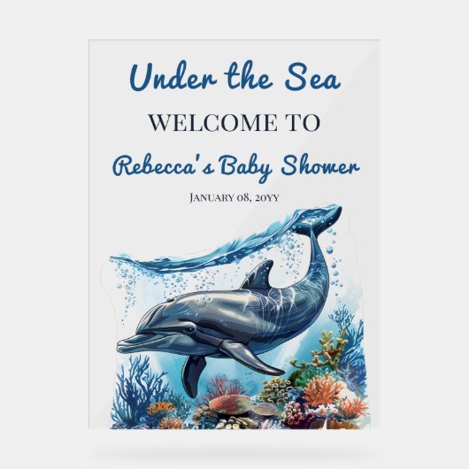 Blue Boy Under the Zee Baby shower Welkom Acryl Bord (Voorkant)