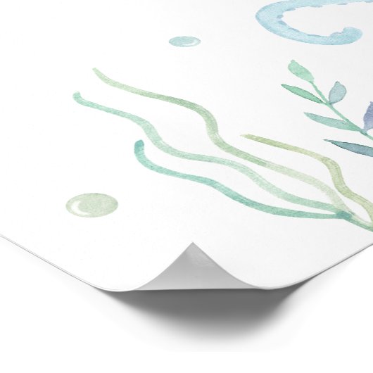 Blue Boy Under the Zee Baby shower Welkom Poster (Hoek)