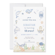 Blue Boy Under the Zee Verjaardagsuitnodiging