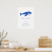 Blue Boy Under The Zee Whale Baby shower Welkom Poster (Keuken)