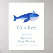 Blue Boy Under The Zee Whale Baby shower Welkom Poster (Voorkant)