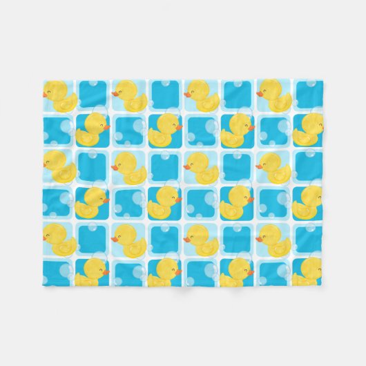 Blue Boy Waterverf Rubber Duck Geruit Klein Fleece Deken (Voorkant (Horizontaal))