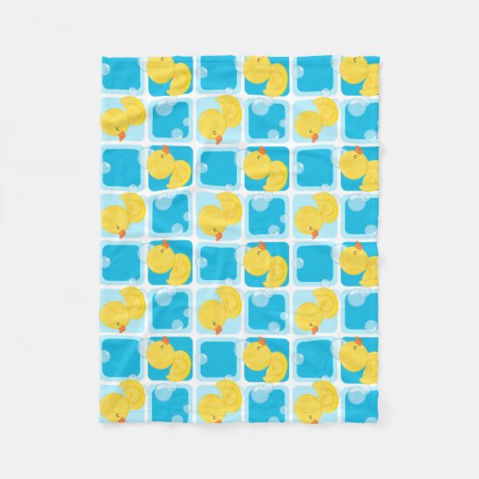Blue Boy Waterverf Rubber Duck Geruit Klein Fleece Deken (Voorkant)