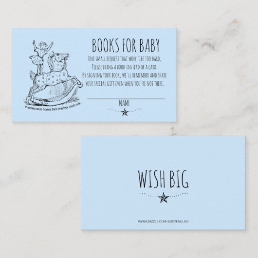 Blue Boy Whimsical Baby shower Books for Baby Informatiekaartje (Voorkant / Achterkant)