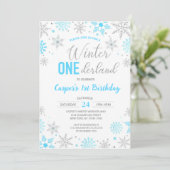 Blue Boy Winter Onederland Sneeuwvlok 1e verjaarda Kaart (Staand voorkant)