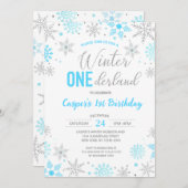 Blue Boy Winter Onederland Sneeuwvlok 1e verjaarda Kaart (Voorkant / Achterkant)