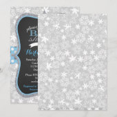 Blue Boy Winter Snowflake Baby shower Uitnodiging (Voorkant / Achterkant)