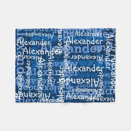 Blue Boy's All-over Naam Collage gepersonaliseerd Fleece Deken (Voorkant (Horizontaal))