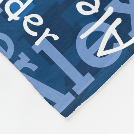 Blue Boy's All-over Naam Collage gepersonaliseerd Fleece Deken (Hoek)