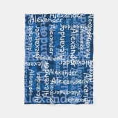 Blue Boy's All-over Naam Collage gepersonaliseerd Fleece Deken (Voorkant)