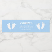 Blue boys baby voetafdrukken op maat babyshower waterfles etiket (Enkel label)