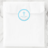 Blue Boys Baptism Christening Favor Dank je Ronde Sticker (Tas)