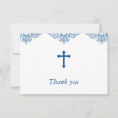 Blue Boys Baptism/Christening Hartelijk dank Bedankkaart (Voorkant)