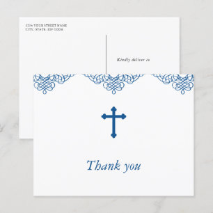 Blue Boys Baptism/Christening Hartelijk dank Briefkaart