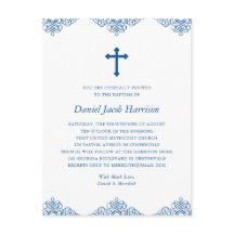 Blue Boys Baptism/Christening Uitnodiging