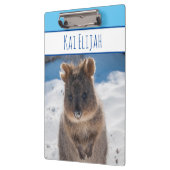 Blue Boys Custom Name Quokka op de strand Klembord (Links)
