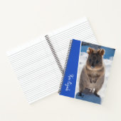 Blue Boys Custom Name Quokka op de strand Notitieboek (Binnen)
