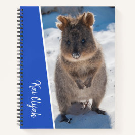 Blue Boys Custom Name Quokka op de strand Notitieboek