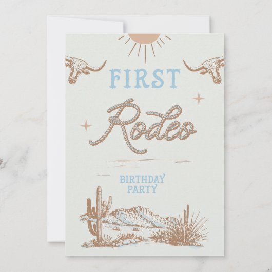  Blue Boys Eerste Rodeo 1e Verjaardag Kaart (Achterkant)