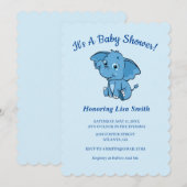 Blue Boy's Elephant Baby shower Kaart (Voorkant / Achterkant)