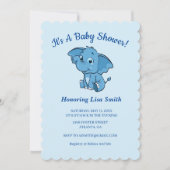 Blue Boy's Elephant Baby shower Kaart (Voorkant)