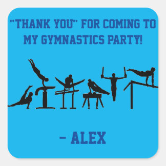 Blue BOYS Gymnastiek "Bedankt" Party Stickers