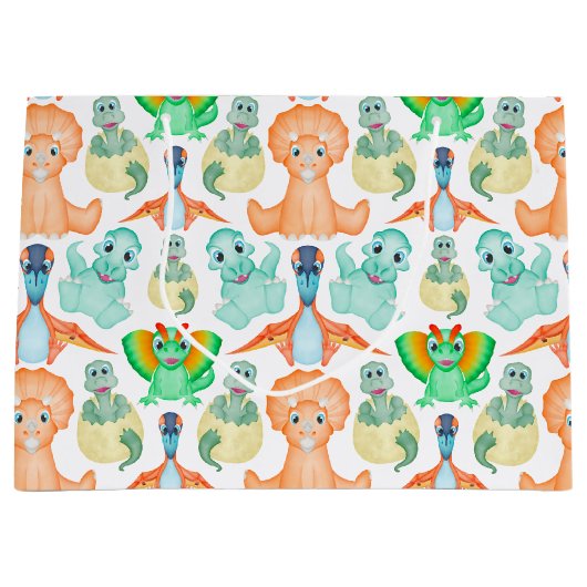 Blue Boys Jurassic Dino Verjaardag Dinosaurus Groot Cadeauzakje (Voorkant)