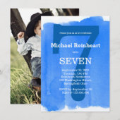 Blue Boy's Kind verjaardagsfeest Waterverf Effect Kaart (Voorkant / Achterkant)