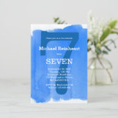 Blue Boy's Kind verjaardagsfeest Waterverf Effect Kaart (Staand voorkant)