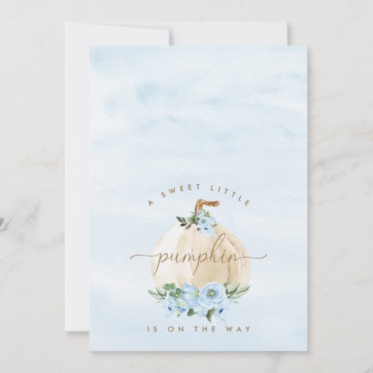 Blue Boys Little Pumpkin Bloemen Baby Shower Kaart (Achterkant)