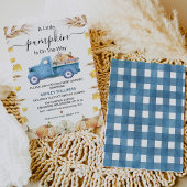 Blue Boy's Little Pumpkin Truck Baby shower Kaart