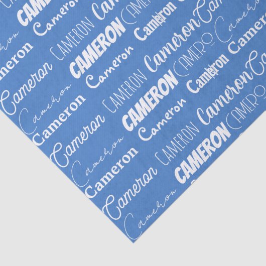 Blue Boys Naam Font Collage Tissuepapier (Detail)