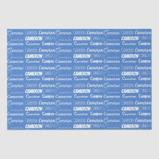  Blue Boys Naam Font Collage Tissuepapier (Voorkant)