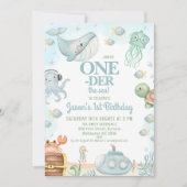 Blue Boys Onder Zee Oneder Het zee 1e Verjaardag Kaart (Voorkant)