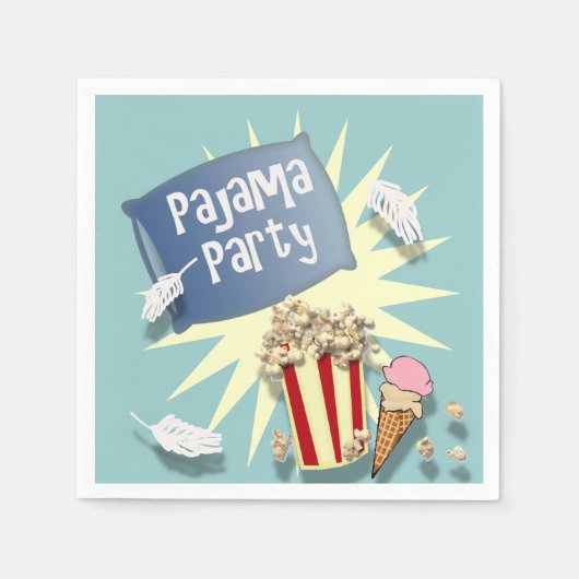 Blue Boys Sleepover Pajama Party servet (Voorkant)