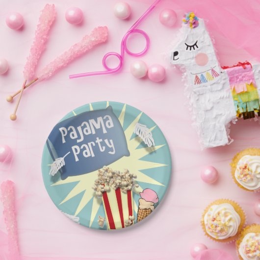 Blue Boys Sleepover pyjama party Papieren Bordje (Feest)