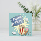 Blue Boys Sleepover Pyjama Party Uitnodiging (Staand voorkant)