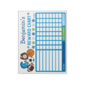 Blue Boys Sportballen Beloning Chart Chore Chart Notitieblok (Linkerzijde)