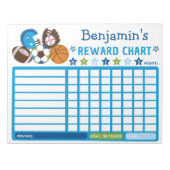 Blue Boys Sportballen Beloning Chart Chore Chart Notitieblok (Voorkant)