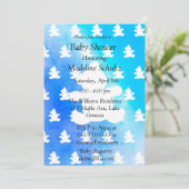 Blue Boy's Teddy Bear Thleed Baby shower Kaart (Staand voorkant)