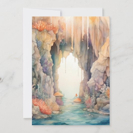 Blue Boys Under the Zee Creatures Baby shower Kaart (Achterkant)