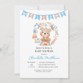 Blue Boys Welkom  Speelgoed Rustiek Baby shower Kaart (Voorkant)