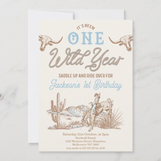  Blue Boys Wild Jaar 1e Verjaardag Kaart (Voorkant)