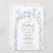 Blue Boys Wildflower Kleine Vlinder Baby shower Kaart (Voorkant)