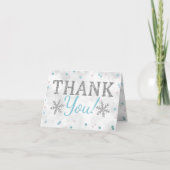 Blue Boy's Winter Kerstmis Baby shower Dank u Bedankkaart (Voorkant)