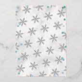 Blue Boy's Winter Kerstmis Baby shower Dank u Folie Uitnodiging (Achterkant)